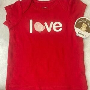 Child of mine Carters tee infant red love shirt New Sz 3-6 mos